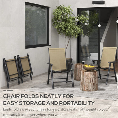 Set di 4 sedie pieghevoli Outsunny per patio, dal design semplice ed elegante, comode per terrazza, giardino, cortile e viaggio