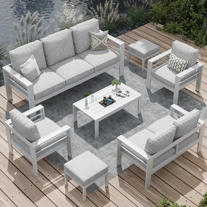 AECOJOY Set di mobili da giardino a 7 pezzi in alluminio Set da conversazione per esterni