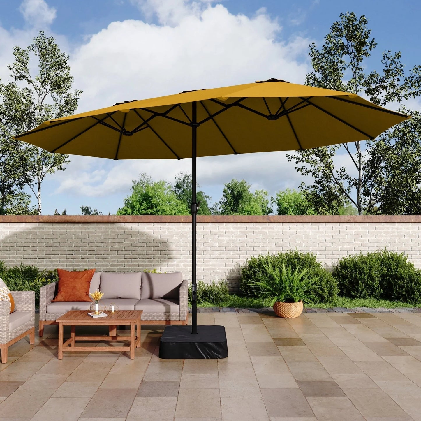 MAISON ARTS Ombrellone Doppio da 4,5 m, Extra Large, per Patio, con Base Inclusa