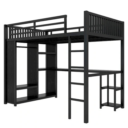 Struttura letto a soppalco full XL con armadio integrato