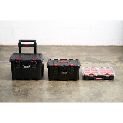 Keter Stack-n-Roll Set 3 pezzi per il trasporto e l'organizzazione degli utensili, sistema di valigette modulare in resina resistente