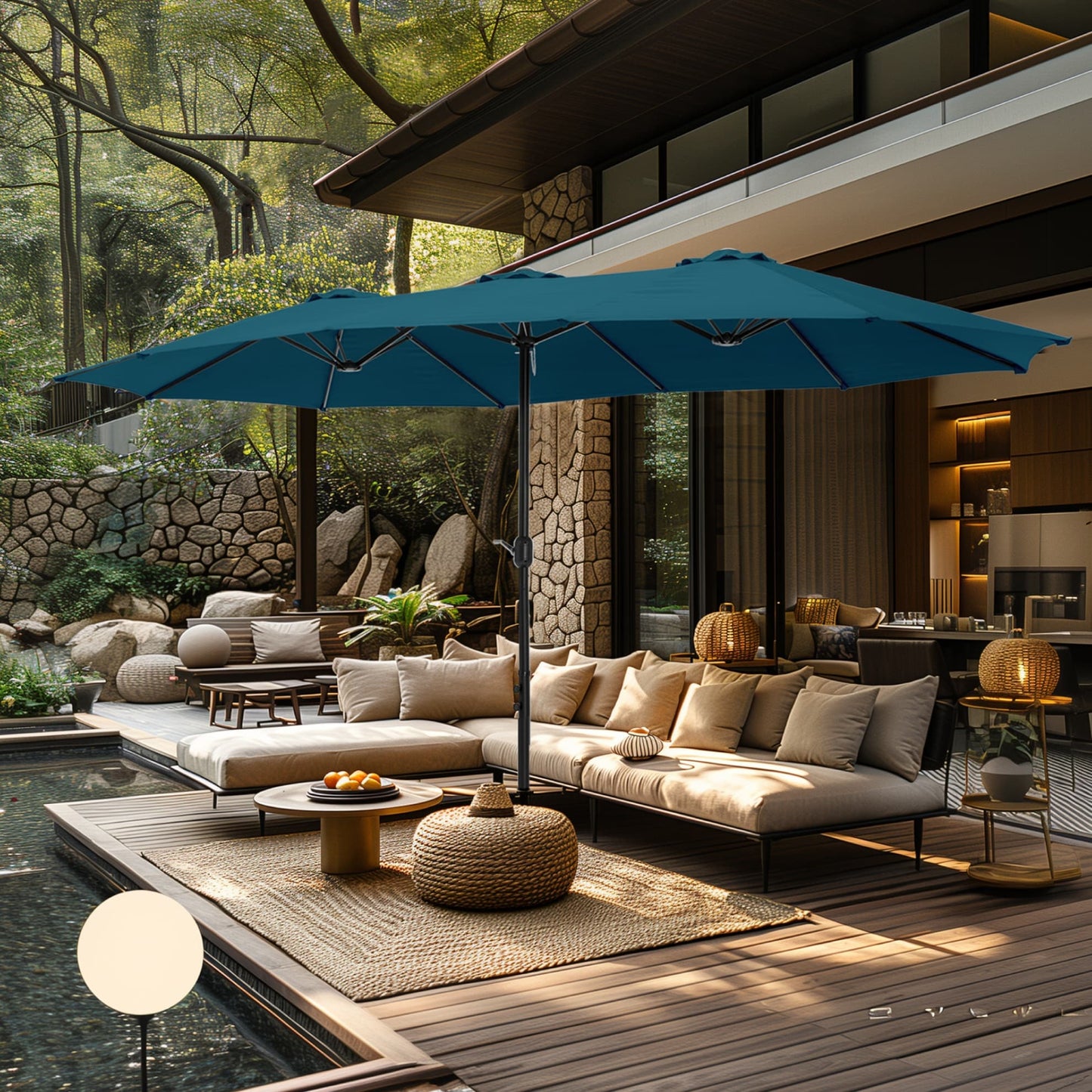 MAISON ARTS Ombrellone Doppio da 4,5 m, Extra Large, per Patio, con Base Inclusa