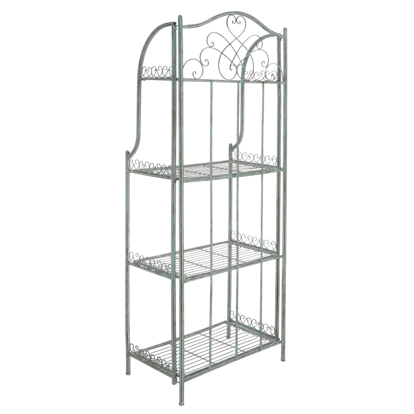 SAFAVIEH Bryn Scaffale da panettiere da esterno a 4 ripiani in ferro battuto vittoriano - 25 pollici L x 15 pollici P x 63 pollici H - 25 L x 15 P x 63 H