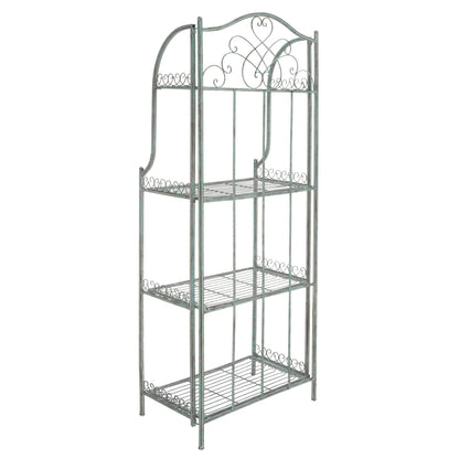 SAFAVIEH Bryn Scaffale da panettiere da esterno a 4 ripiani in ferro battuto vittoriano - 25 pollici L x 15 pollici P x 63 pollici H - 25 L x 15 P x 63 H