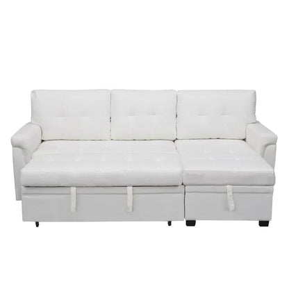 Divano componibile convertibile reversibile con letto estraibile, chaise longue con contenitore nascosto e gambe durevoli