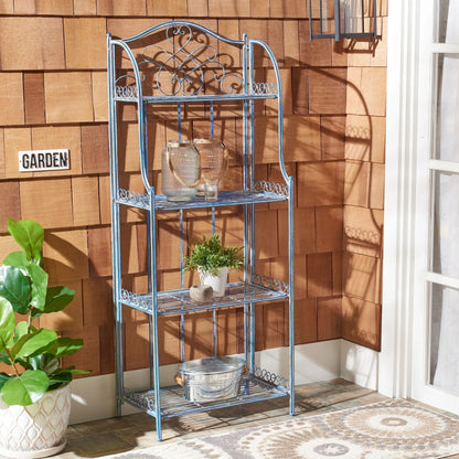 SAFAVIEH Bryn Scaffale da panettiere da esterno a 4 ripiani in ferro battuto vittoriano - 25 pollici L x 15 pollici P x 63 pollici H - 25 L x 15 P x 63 H