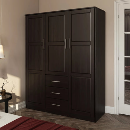Palace Imports Armadio a 3 ante Cosmo 100% legno massello con ante in legno massello o a specchio
