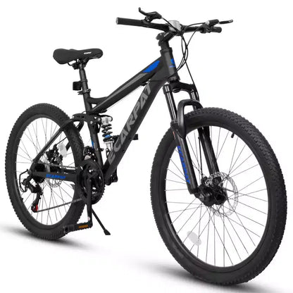 Mountain bike Okak 26" con freni a disco, bici per adulti a 21 velocità con telaio durevole e doppia sospensione posteriore, bicicletta per ciclismo urbano