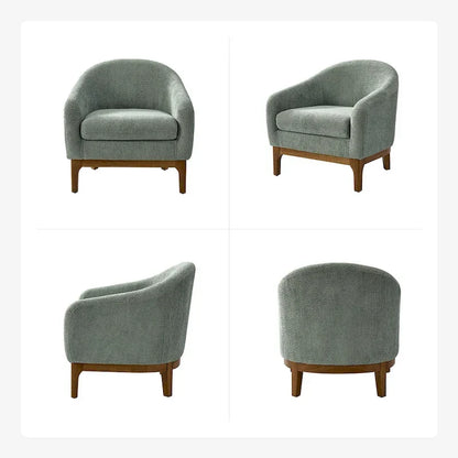 Poltrona a botte Augus Modern Boucle con gambe in legno massello di HULALA HOME