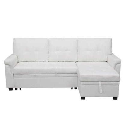 Divano componibile convertibile reversibile con letto estraibile, chaise longue con contenitore nascosto e gambe durevoli