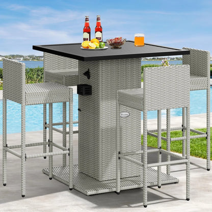 Moasis Set di Mobili da Esterno con Bar in Vimini 5 Pezzi - 5 PZ