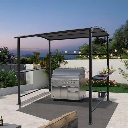 Gazebo da esterno con struttura in acciaio 1,5 x 2,4 m con tettoia per barbecue