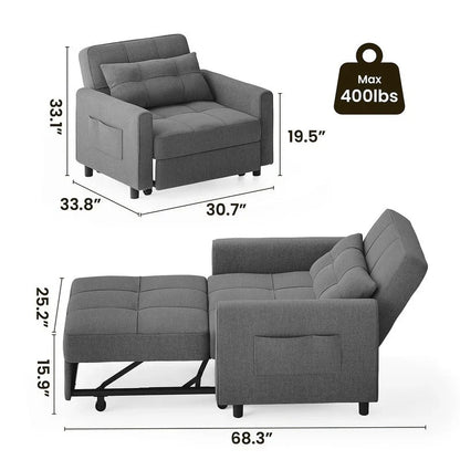 Canapé-lit convertible 3-en-1, Canapé-chaise dépliable, Lit pliant convertible pour salon