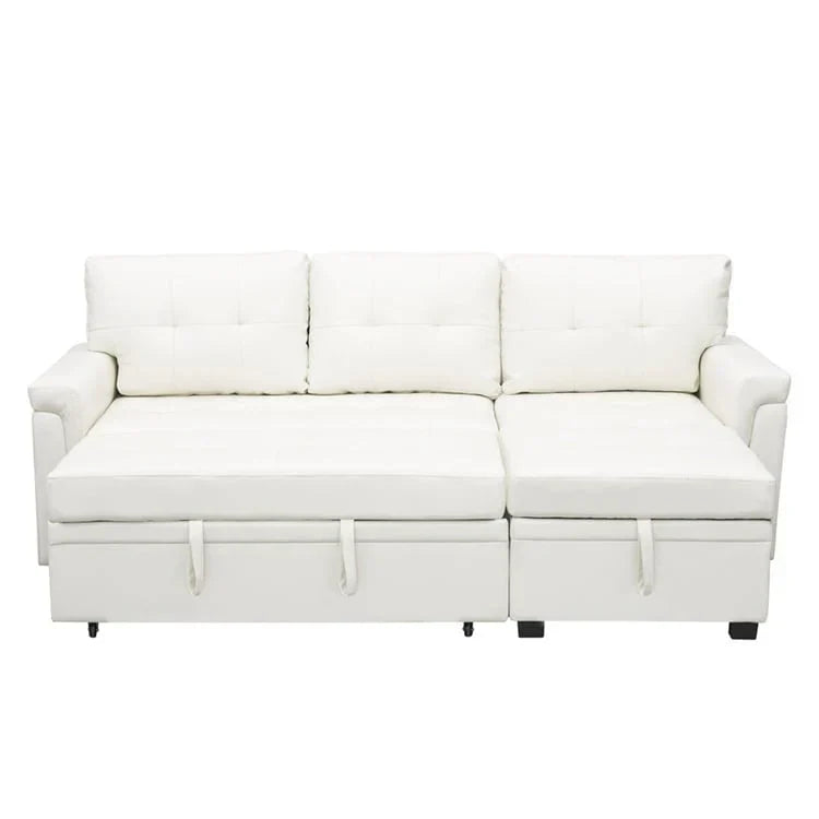 Divano componibile convertibile reversibile con letto estraibile, chaise longue con contenitore nascosto e gambe durevoli