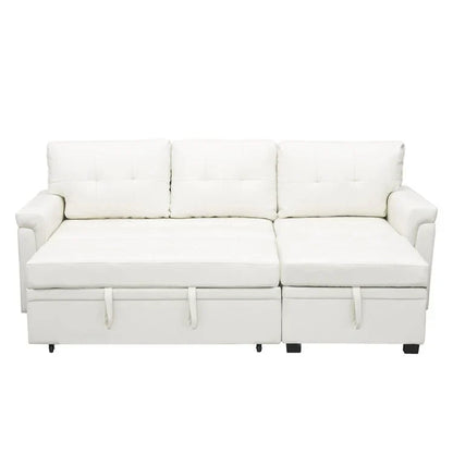 Divano componibile convertibile reversibile con letto estraibile, chaise longue con contenitore nascosto e gambe durevoli