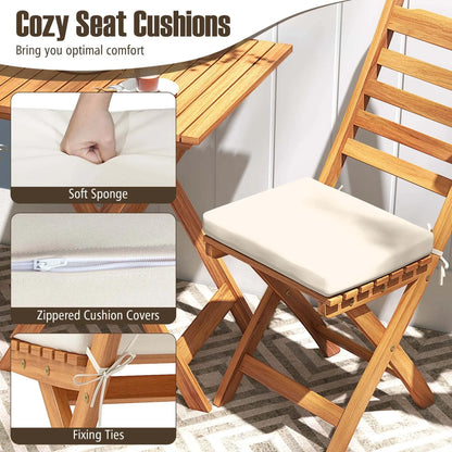 Patiojoy Set Bistro Pieghevole 3 Pezzi con Cuscini Rimovibili - Vedi Dettagli
