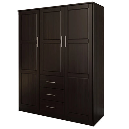 Palace Imports Armadio a 3 ante Cosmo 100% legno massello con ante in legno massello o a specchio