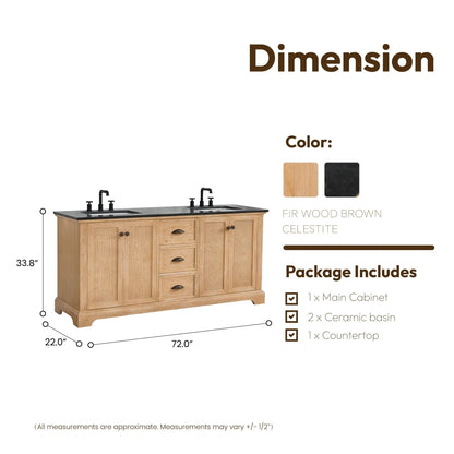 Mobile bagno Hervas con top in marmo naturale senza specchio