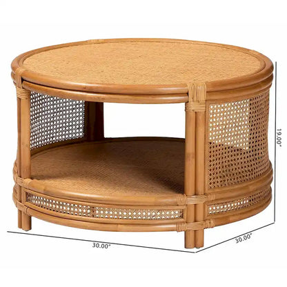 Tavolino da caffè Louis moderno bohémien bali & pari in rattan naturale marrone